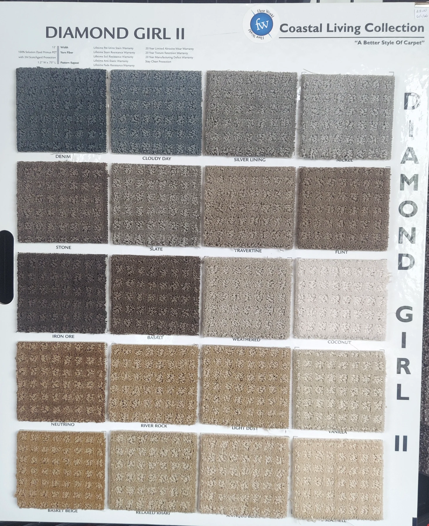 Diamond Girl II · Carpet · Northwood · Coastal Living · flooring sample photo · Floor World Ephrata PA