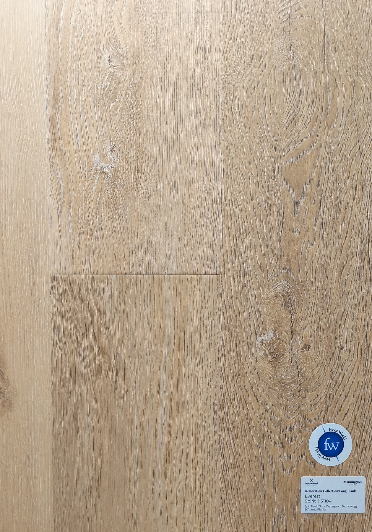Spirit Everest · Laminate · Mannington · Restorations · flooring sample photo · Floor World Ephrata PA