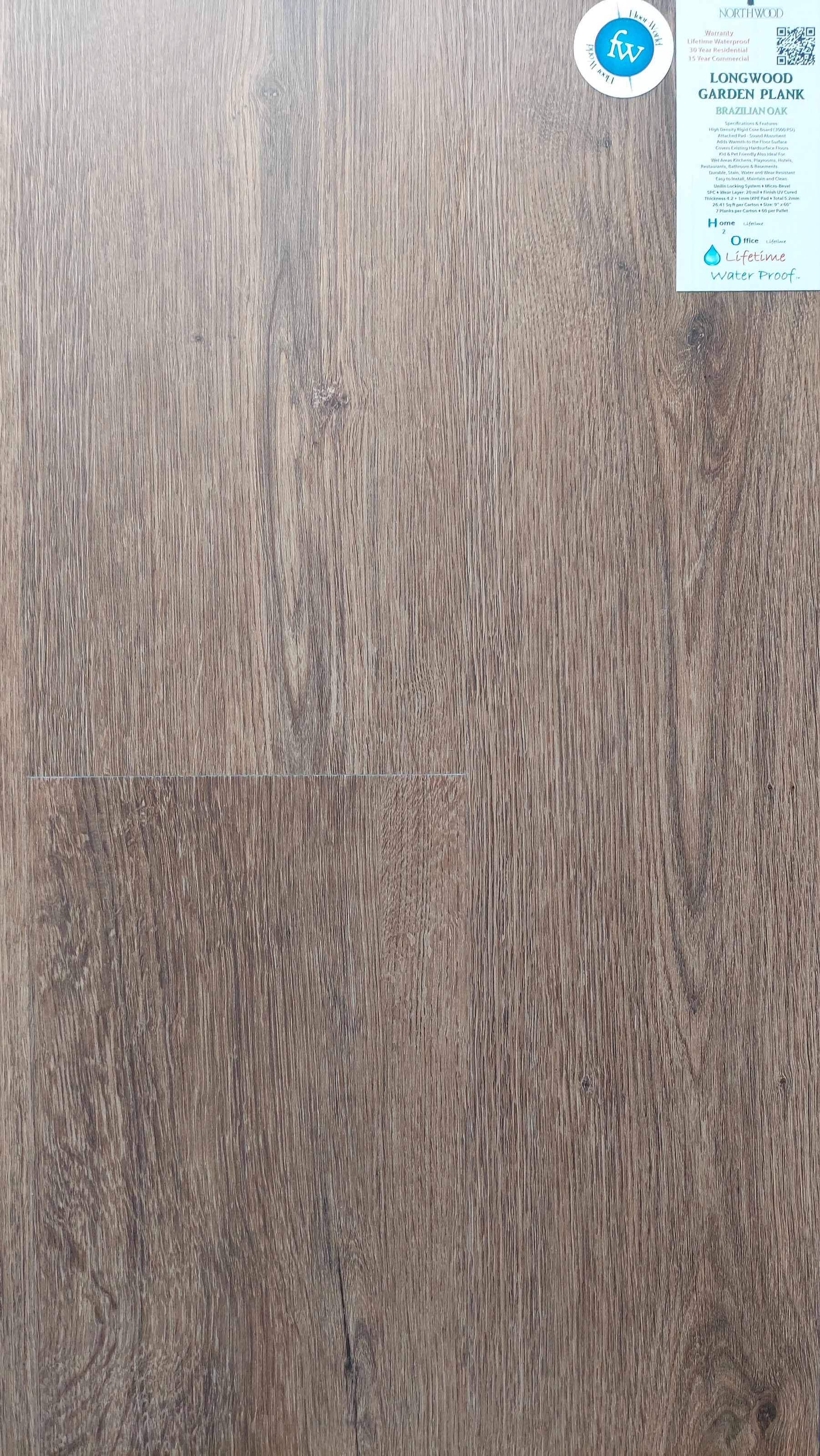 Brazilian Oak · LVP / SPC · Northwood · Longwood Gardens · flooring sample photo · Floor World Ephrata PA