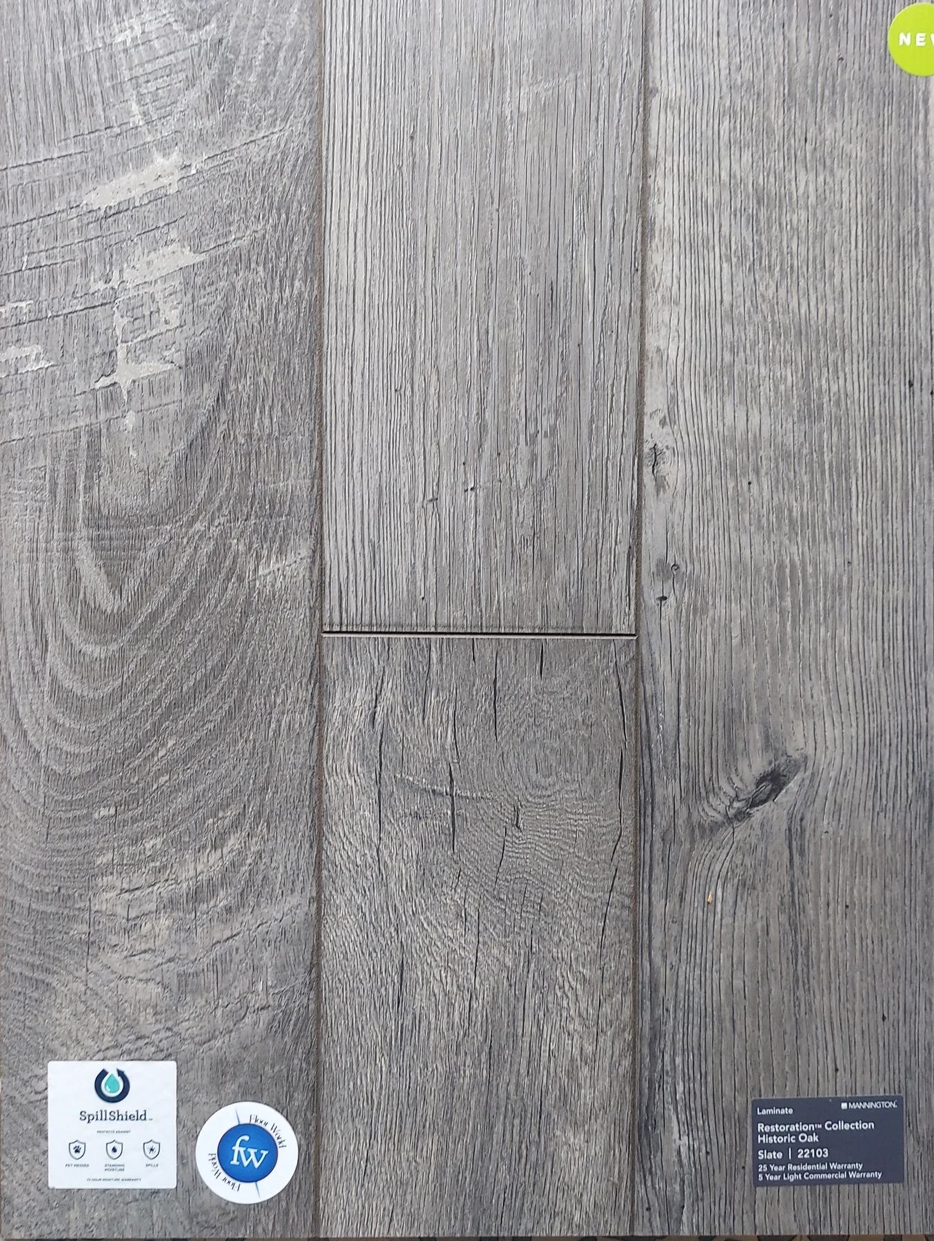 Slate Historic Oak · Laminate · Mannington · Restorations · flooring sample photo · Floor World Ephrata PA