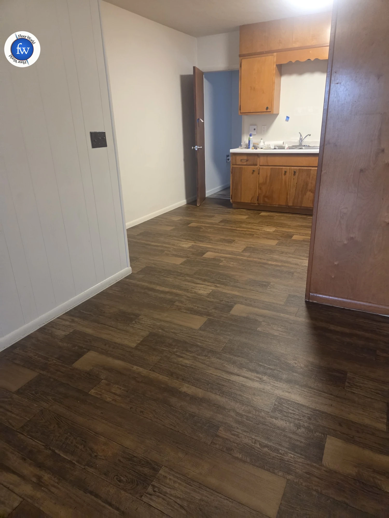 Wren Farmhouse Timber · Sheet Vinyl · Congoleum · ArmorCore Pro UR · installed room photo · Floor World Ephrata PA