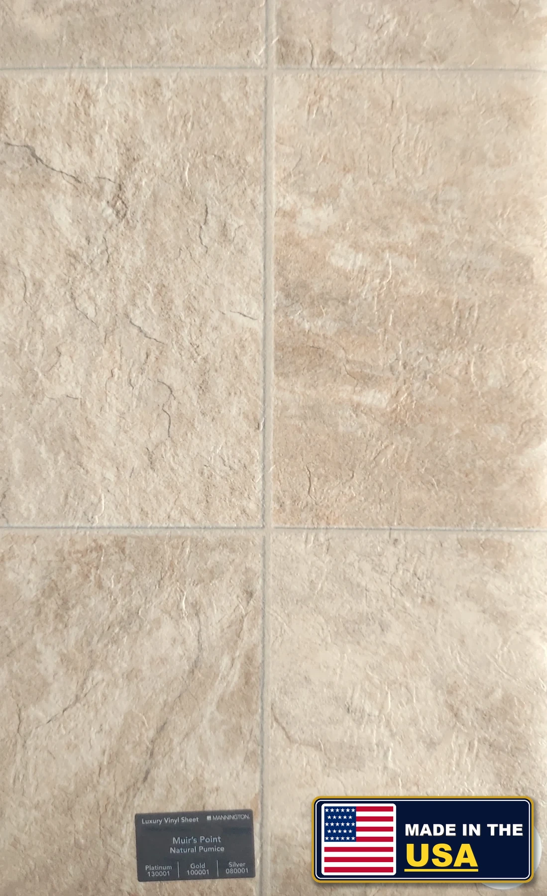 Natural Pumice Muir's Point · Sheet Vinyl · Mannington · Mannington Sheet Vinyl · flooring sample photo · Floor World Ephrata PA