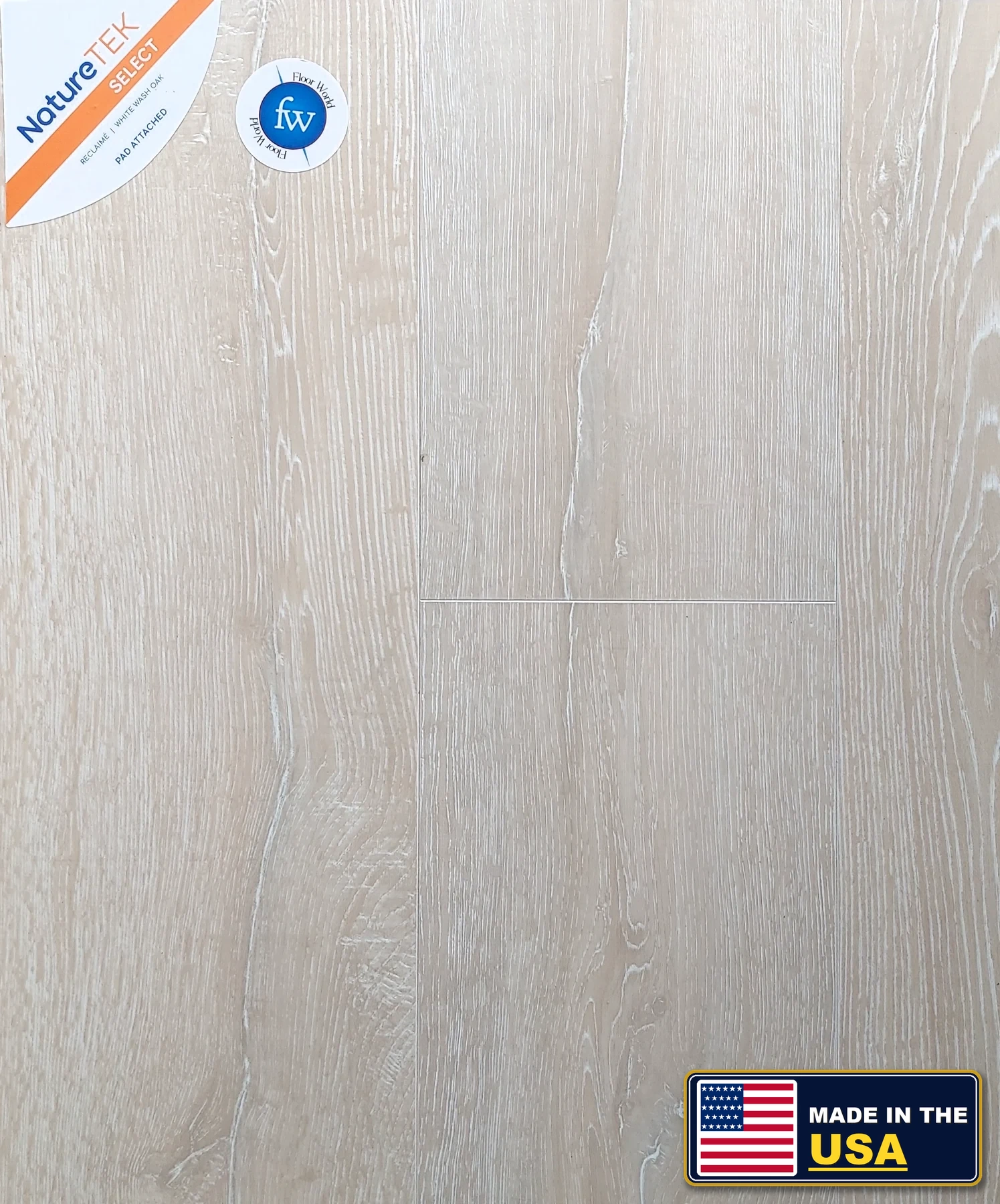 White Wash Oak Reclaime · Laminate · Quick-Step · NatureTek · flooring sample photo · Floor World Ephrata PA