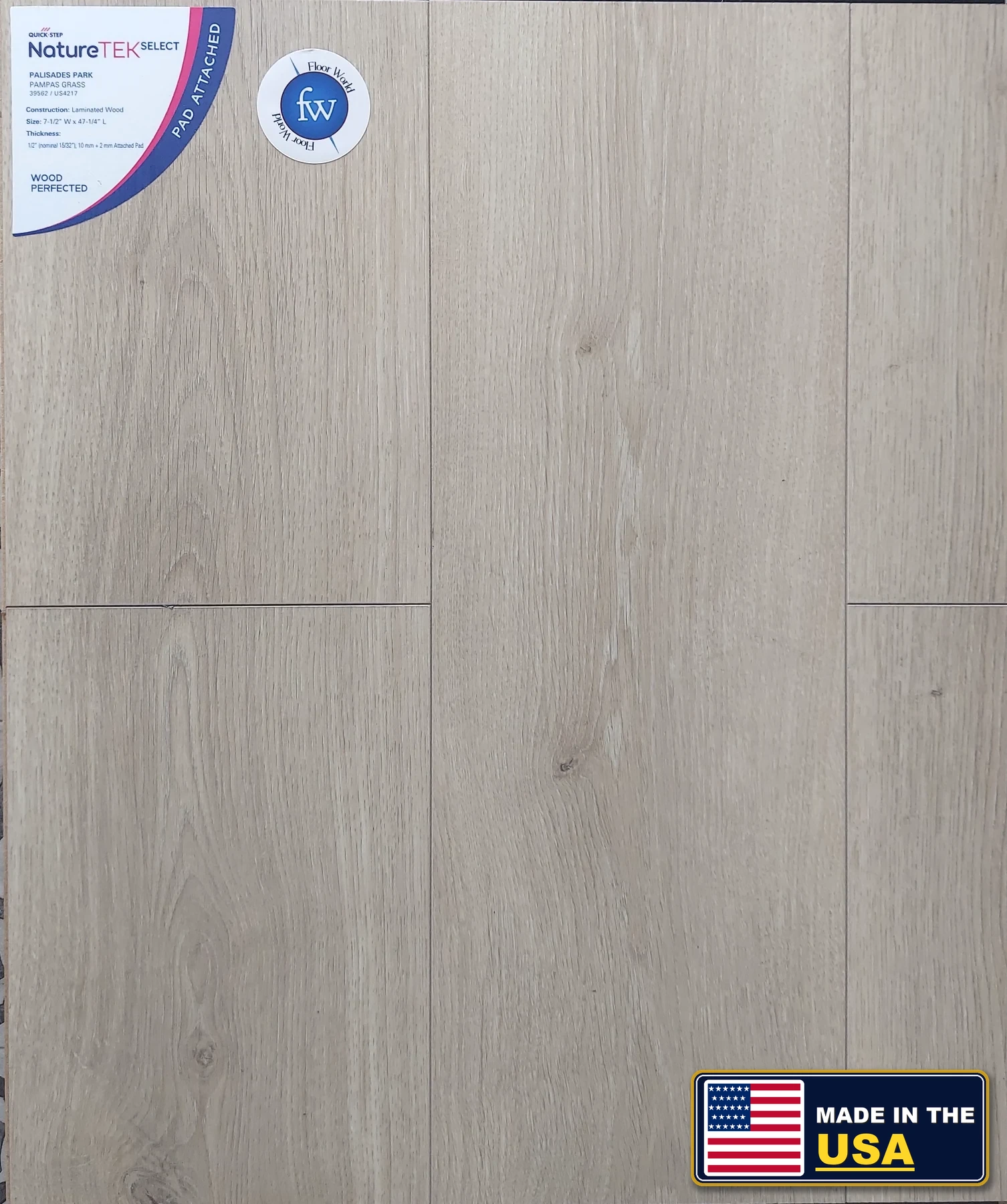 Pampas Grass Palisades Park · Laminate · Quick-Step · NatureTek · flooring sample photo · Floor World Ephrata PA