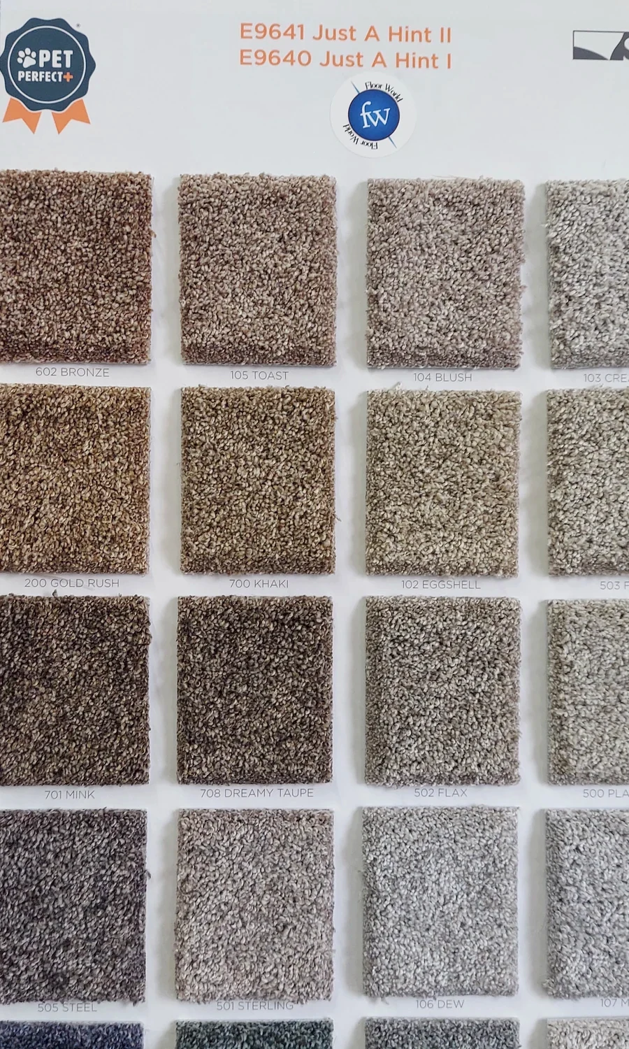 Just A Hint · Carpet · Shaw · Pet Perfect Plus · flooring sample photo · Floor World Ephrata PA