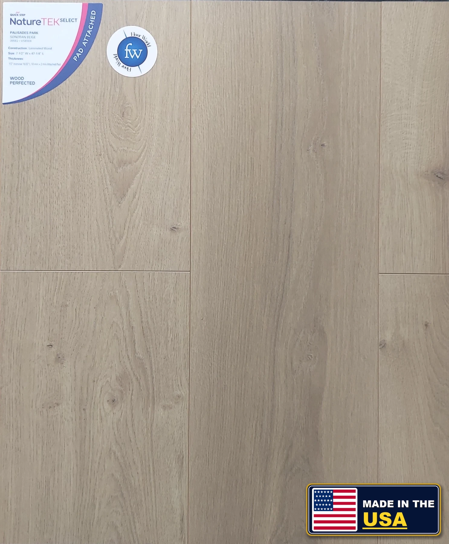Sonoran Beige Palisades Park · Laminate · Quick-Step · NatureTek · flooring sample photo · Floor World Ephrata PA