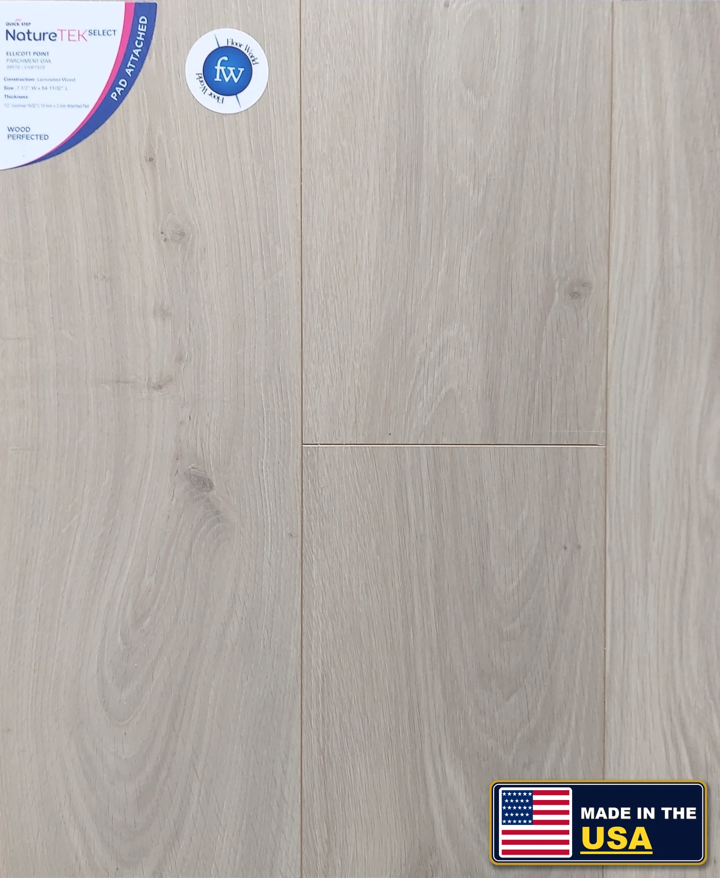 Parchment Oak Ellicott Point · Laminate · Quick-Step · NatureTek · flooring sample photo · Floor World Ephrata PA