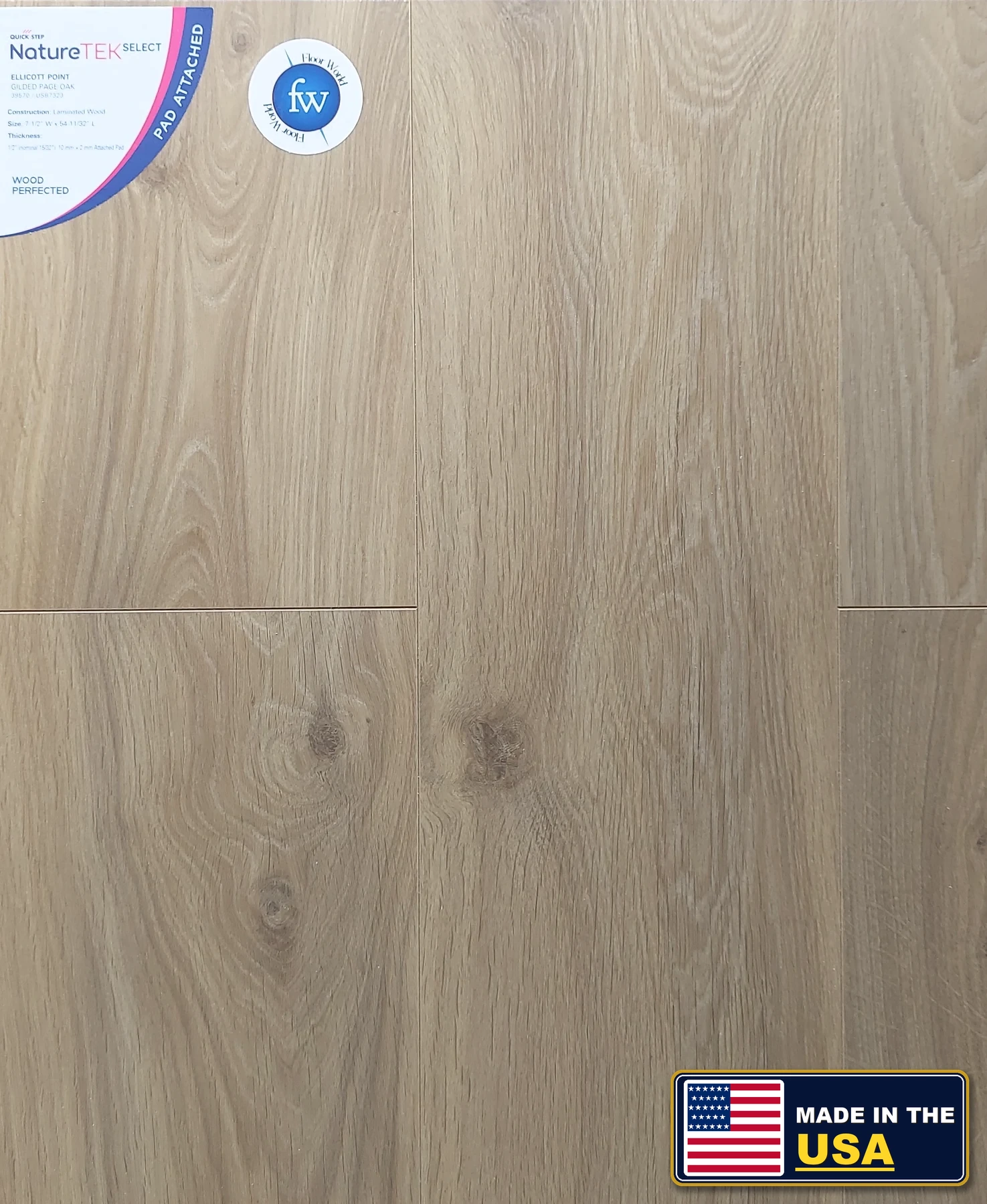 Gilded Page Oak Ellicott Point · Laminate · Quick-Step · NatureTek · flooring sample photo · Floor World Ephrata PA
