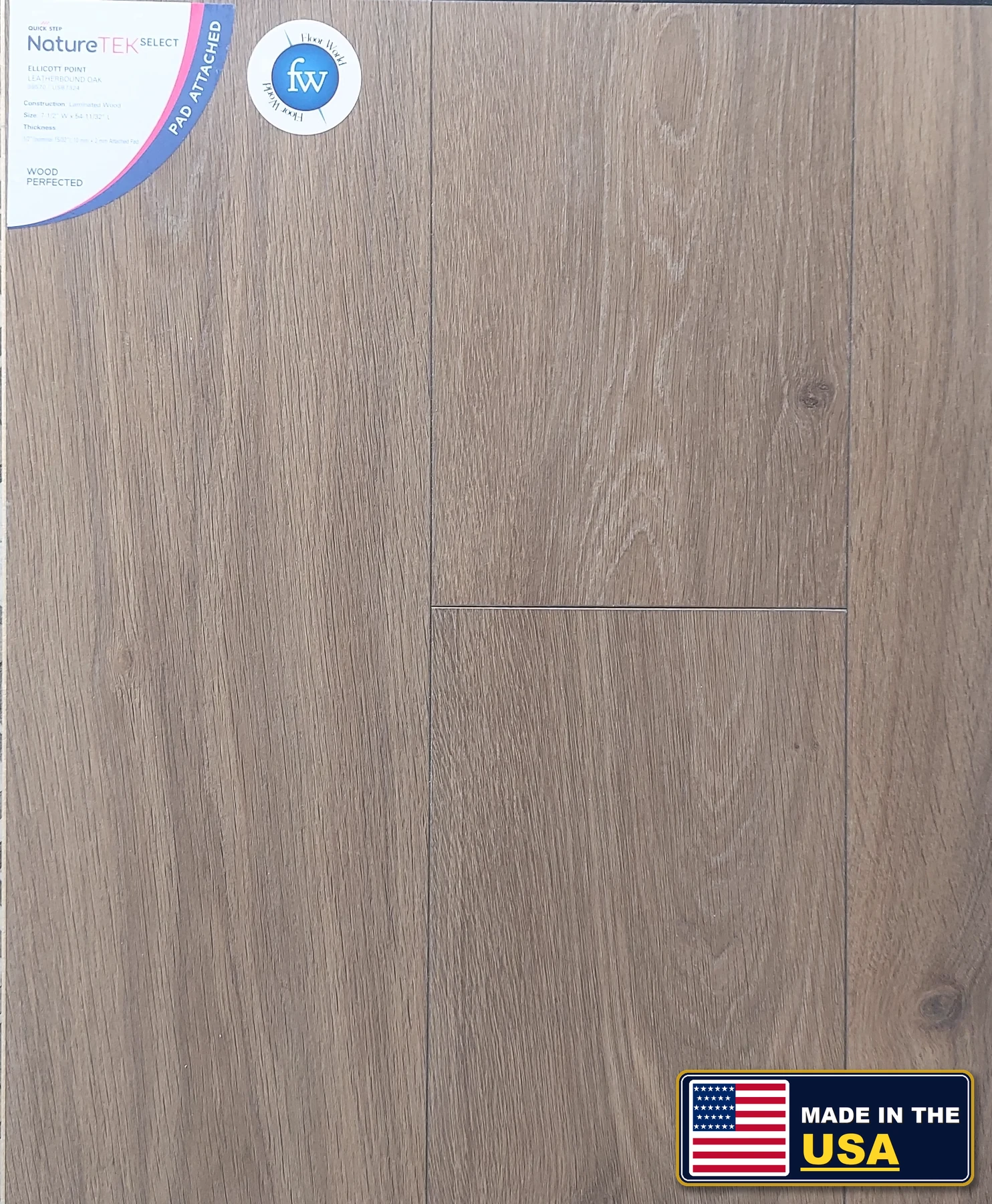 Leatherbound Oak Ellicott Point · Laminate · Quick-Step · NatureTek · flooring sample photo · Floor World Ephrata PA