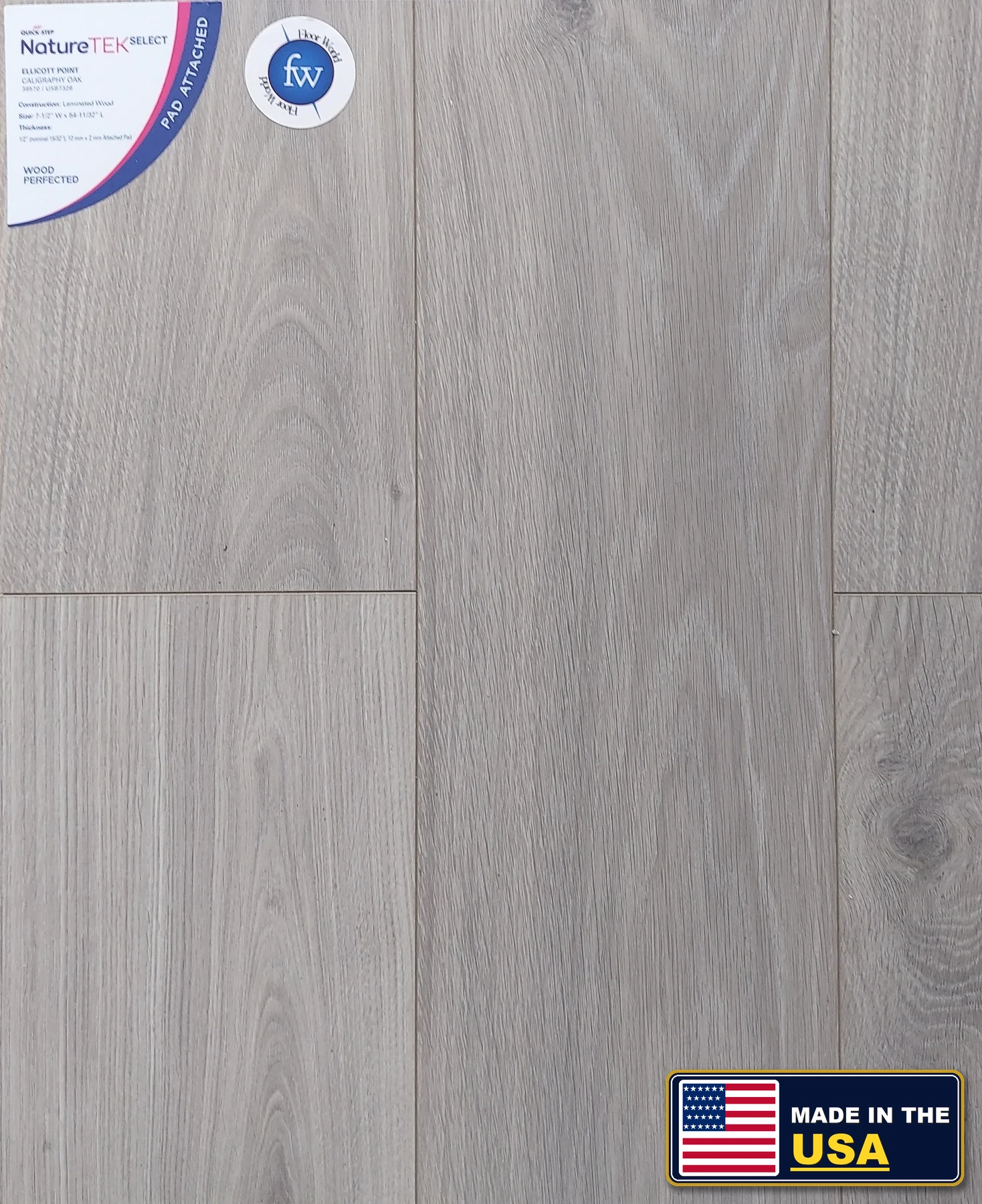 Caligraphy Oak Ellicott Point · Laminate · Quick-Step · NatureTek · flooring sample photo · Floor World Ephrata PA