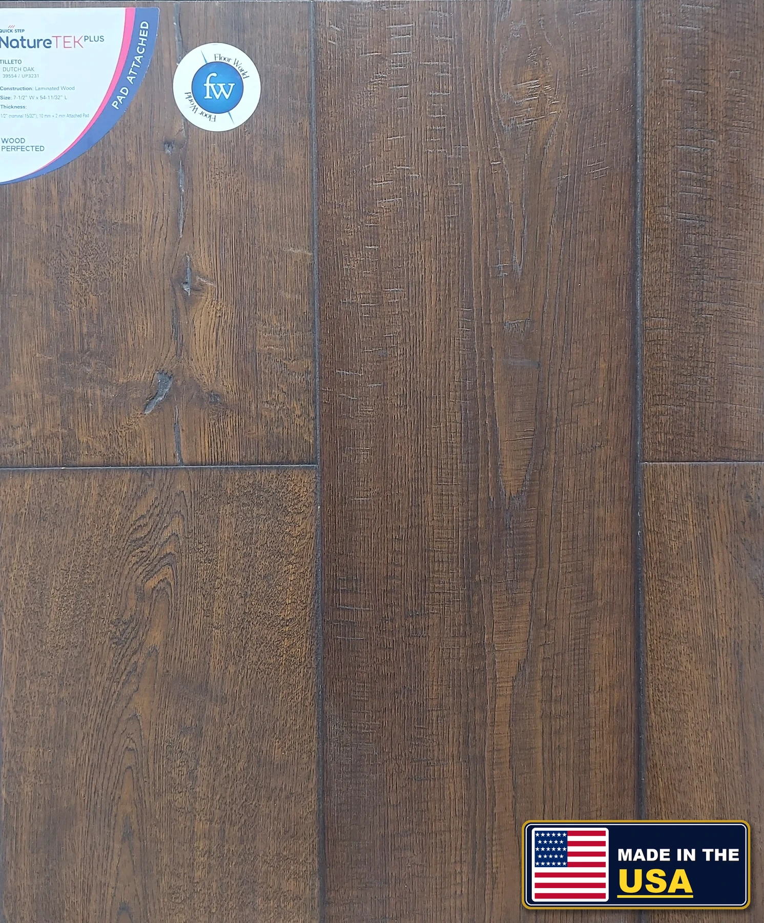 Dutch Oak Tilleto · Laminate · Quick-Step · NatureTek · flooring sample photo · Floor World Ephrata PA