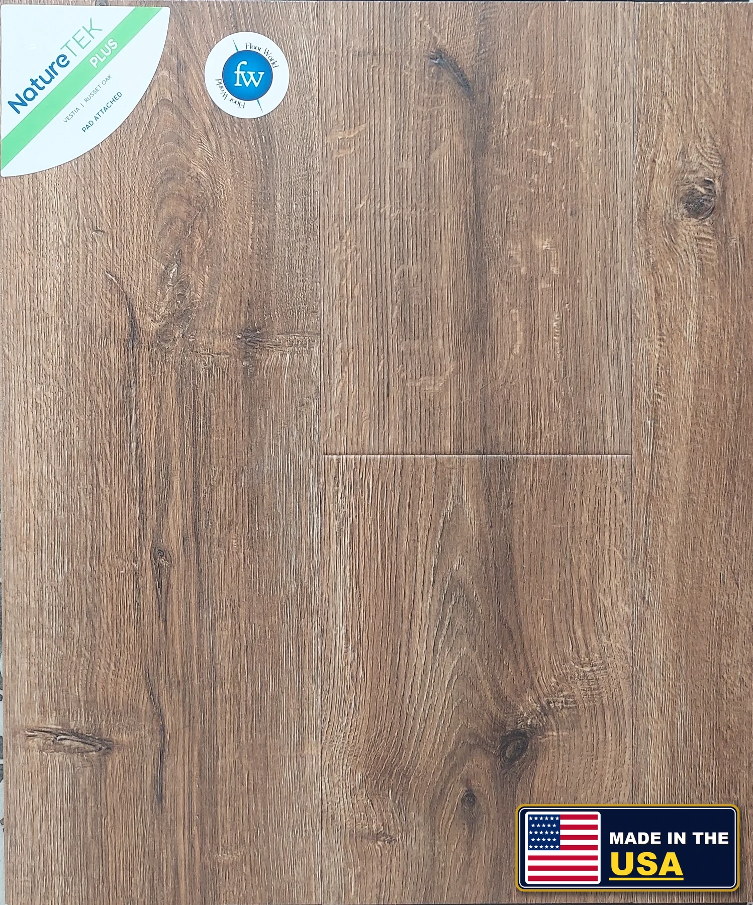 Russet Oak Vestia · Laminate · Quick-Step · NatureTek · flooring sample photo · Floor World Ephrata PA