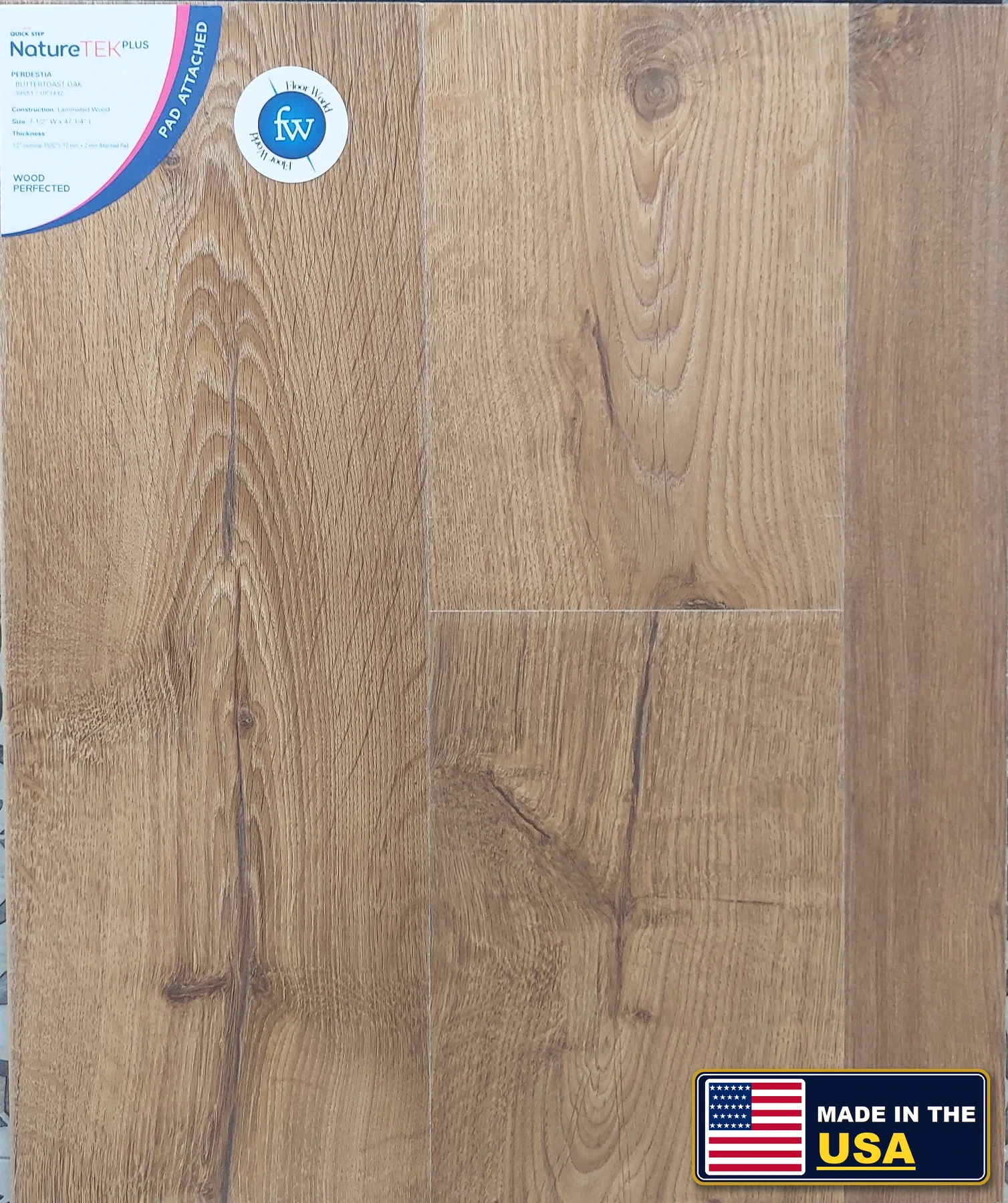 Buttertoast Oak Perdestia · Laminate · Quick-Step · NatureTek · flooring sample photo · Floor World Ephrata PA