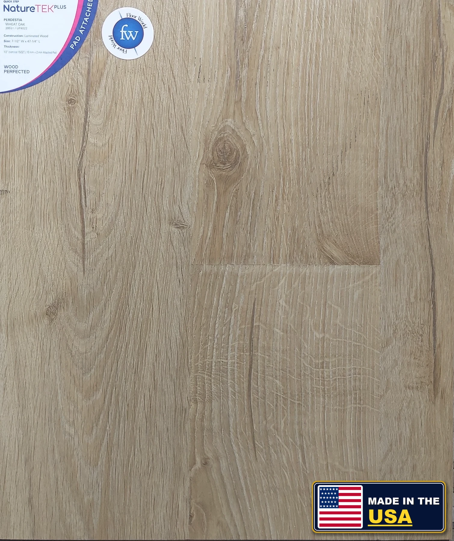 Wheat Oak Perdestia · Laminate · Quick-Step · NatureTek · flooring sample photo · Floor World Ephrata PA