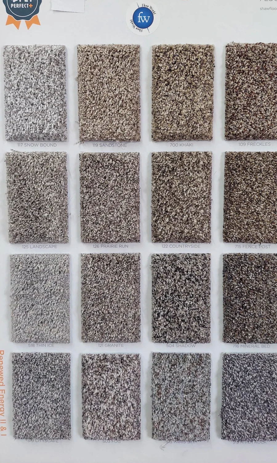 Renewed Energy · Carpet · Shaw · Pet Perfect Plus · flooring sample photo · Floor World Ephrata PA