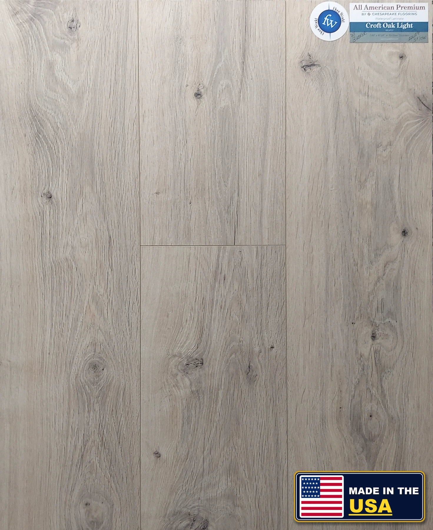 Croft Oak Light All American Premium · Laminate · Chesapeake · All American Premium · flooring sample photo · Floor World Ephrata PA