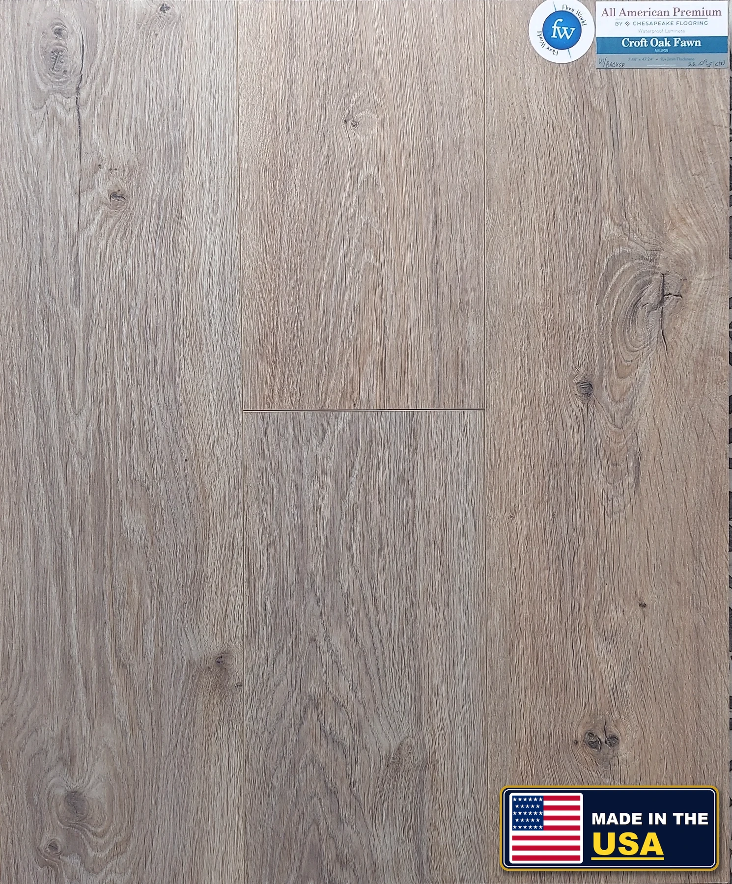 Croft Oak Fawn All American Premium · Laminate · Chesapeake · All American Premium · flooring sample photo · Floor World Ephrata PA