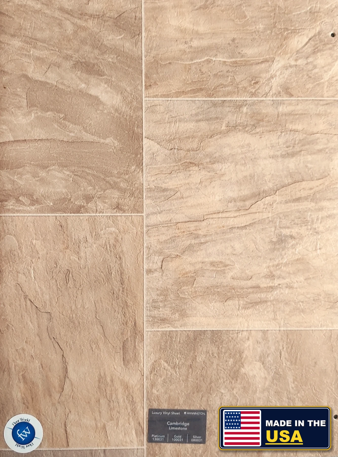 Limestone Cambridge · Sheet Vinyl · Mannington · Mannington Sheet Vinyl · flooring sample photo · Floor World Ephrata PA