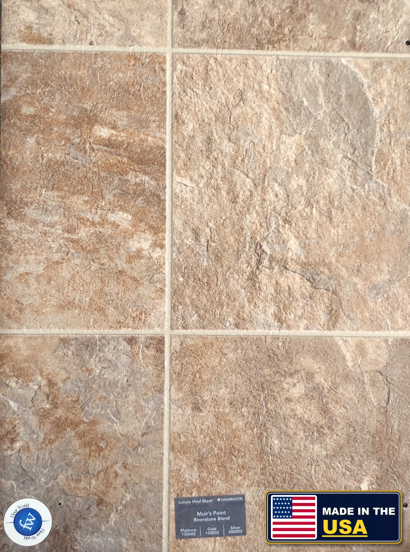 Riverstone Blend Muir's Point · Sheet Vinyl · Mannington · Mannington Sheet Vinyl · flooring sample photo · Floor World Ephrata PA