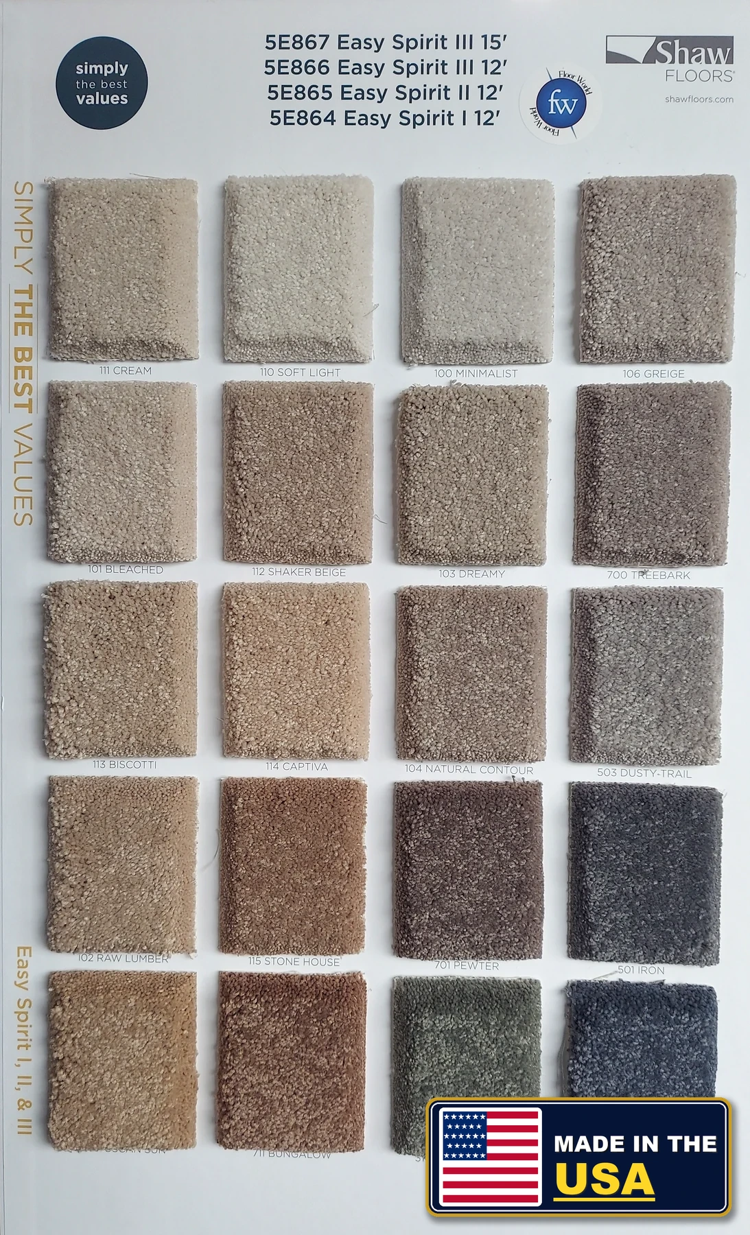 Easy Spirit Simply the Best Values · Carpet · Shaw · Simply the Best Values · flooring sample photo · Floor World Ephrata PA