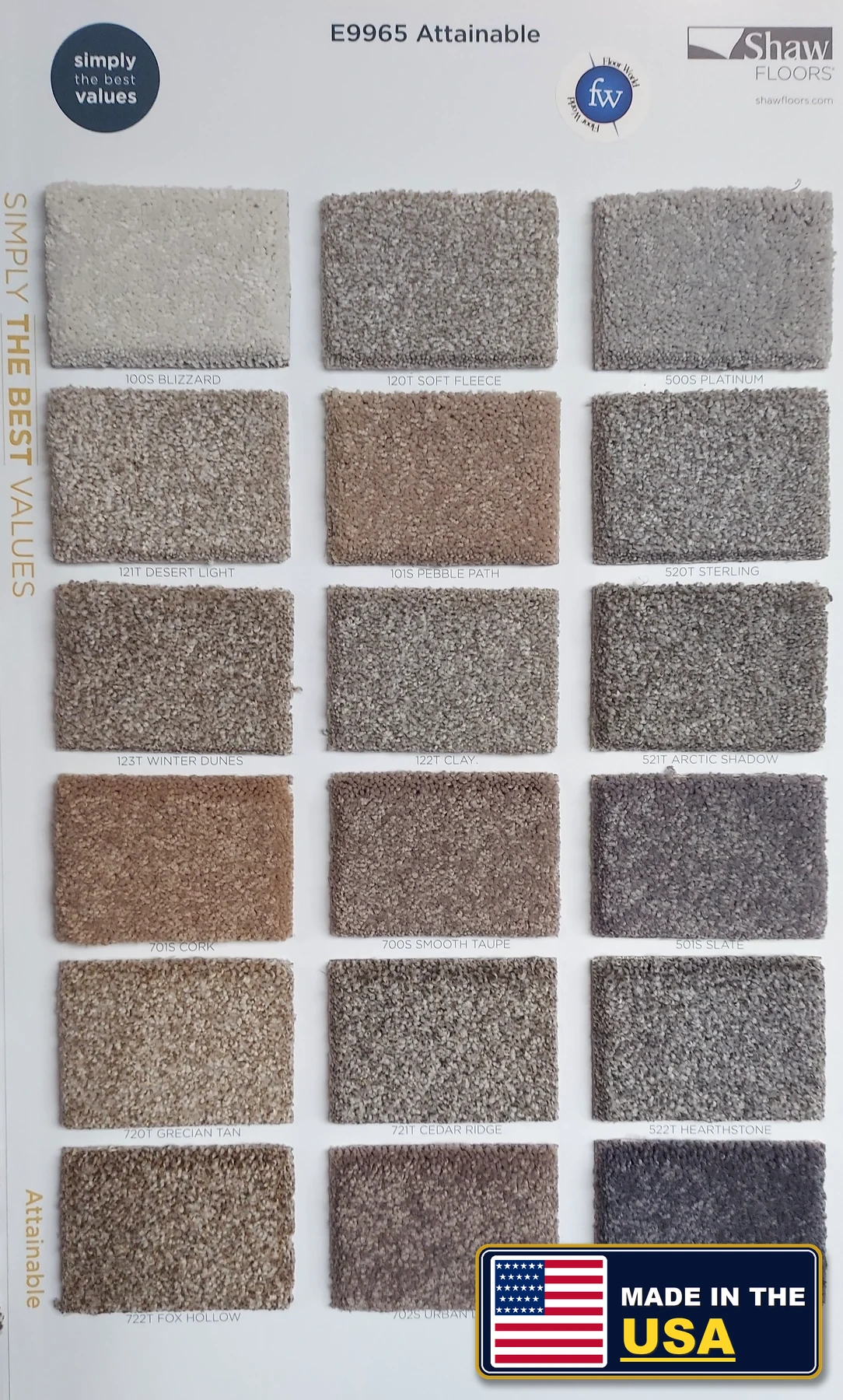Attainable Simply the Best Values · Carpet · Shaw · Simply the Best Values · flooring sample photo · Floor World Ephrata PA