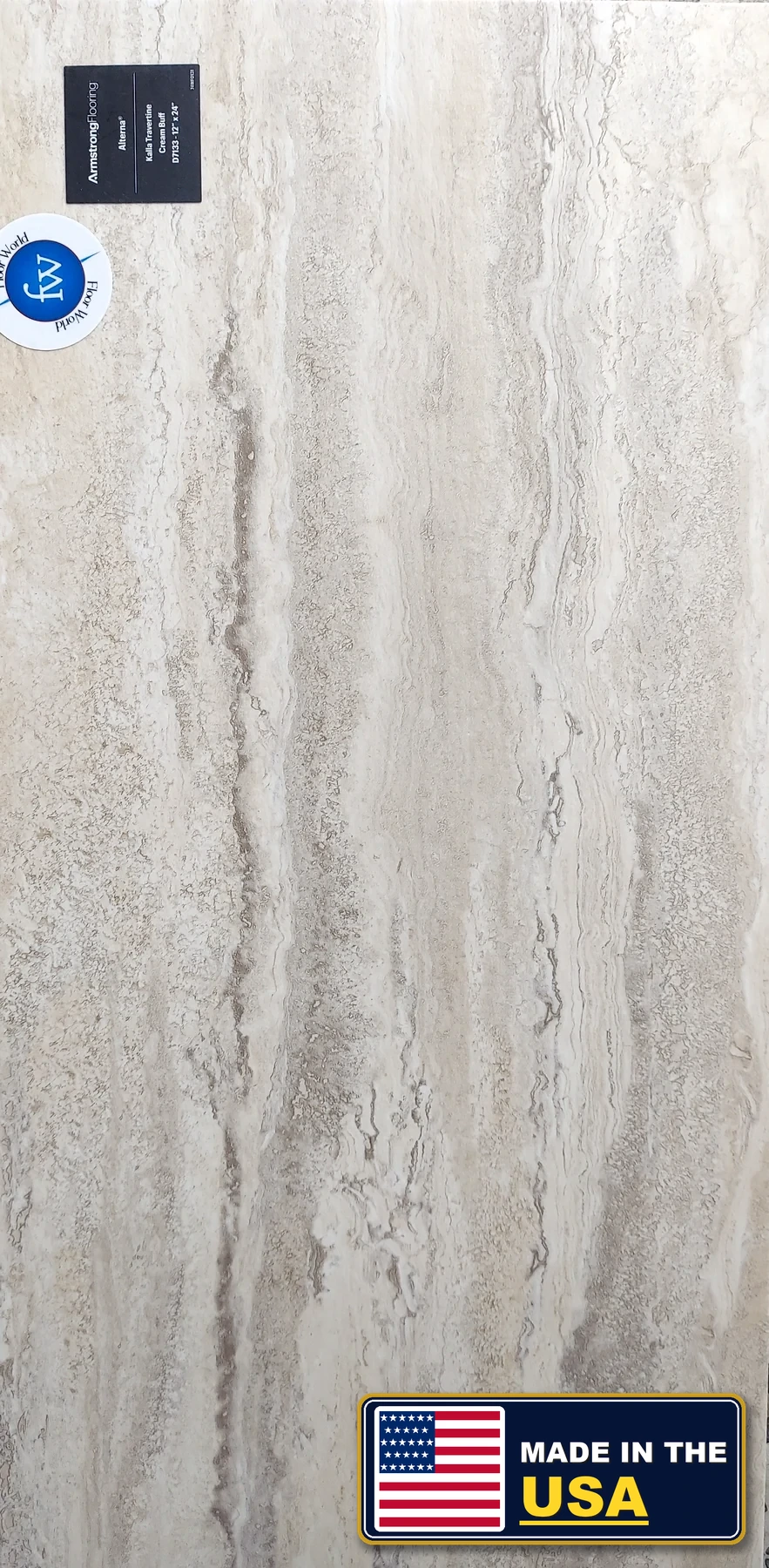 Kalla Travertine Cream Buff Kalla Travertine · Luxury Vinyl Plank/Tile · Armstrong · Alterna · flooring sample photo · Floor World Ephrata PA