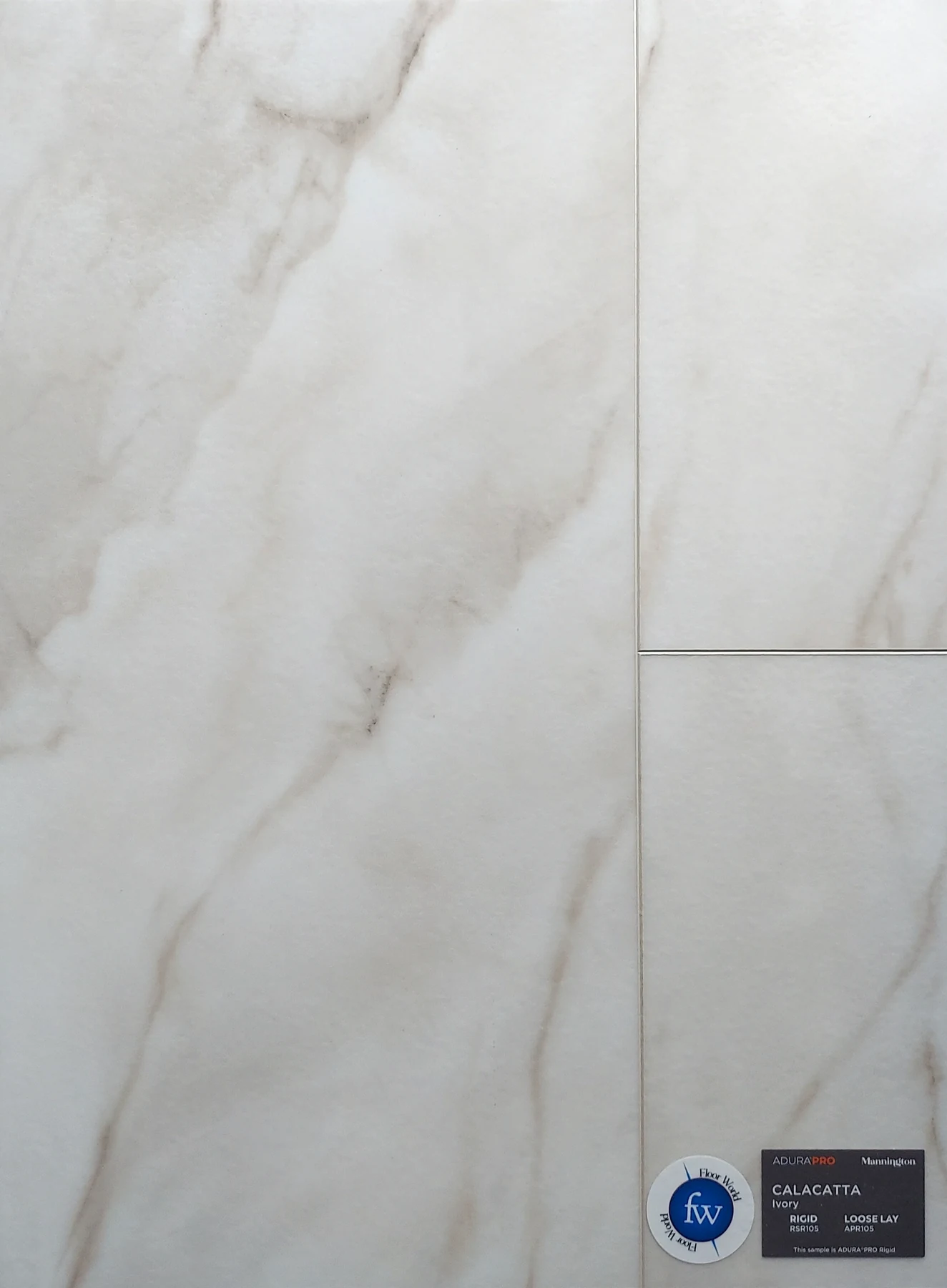 Ivory Calacatta · Luxury Vinyl Plank/Tile · Mannington · AduraPro · flooring sample photo · Floor World Ephrata PA