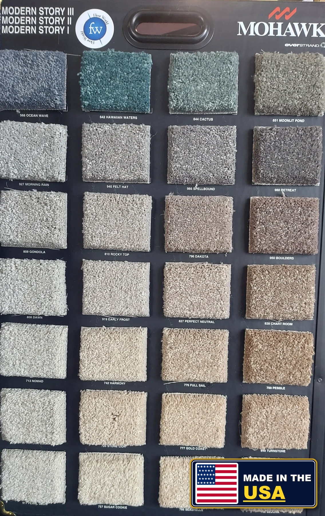 Modern Story EverStrand · Carpet · Mohawk · SmartStrand Forever Clean · flooring sample photo · Floor World Ephrata PA
